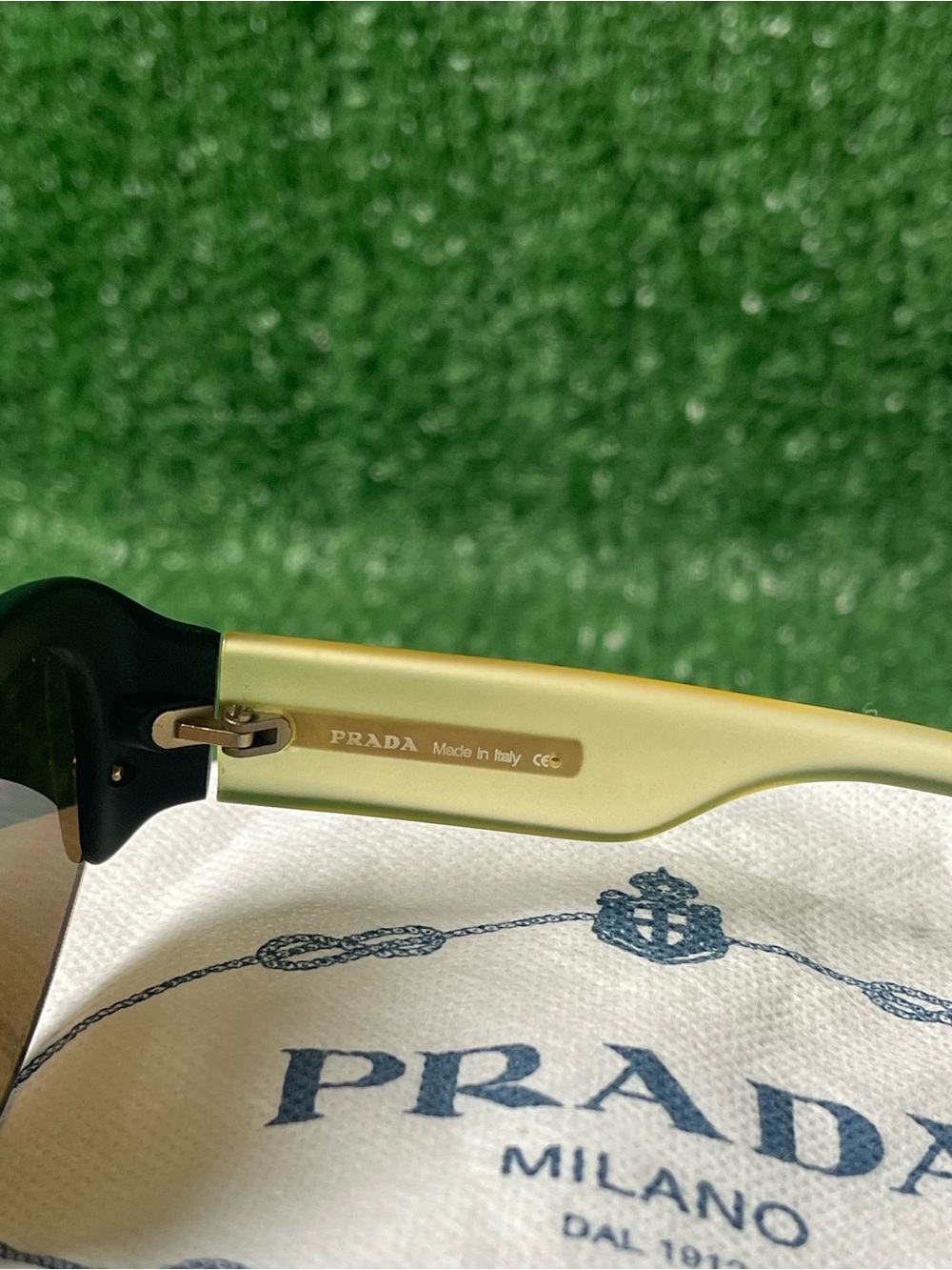 Prada Two-Tone Cat Eye Sunglasses in Black and Yellow - Picture 11 of 15